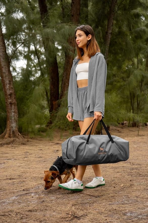 Noah & Paw Collapsible Dog Crate 30 Inches, Large Dog Crate for Large Medium Breeds, Travel Kennel for Car, Including Pet Mat for Pet Cage, 2 Storage Pockets, Handbag, 10mm Locking Zipper 30*21*21
