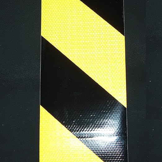 Yellow Black Reflective Tape Outdoor Waterproof 8 inch X 66 feet, High Visibility Hazard Conspicuity Safety Industrial Marking Tape