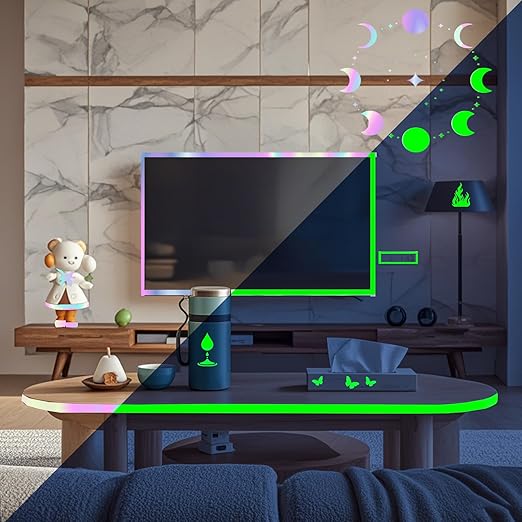 Glow in The Dark Tape - 33 FT X 0.5 Inch, Fluorescent, Waterproof, Luminous Reflective Tape for Stairs, Walls, Steps, Exit Signs, Theatres, Staged & Dark Areas