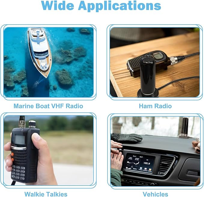 Maswell Vehicle Ham Radio Antenna - Dual Band VHF/UHF 136-174MHz 400-470MHz 144/430MHz Large Magnet Base, PL259 16ft Cable, Compatible with Car, Marine, GMRS, CB, and Amateur Radios