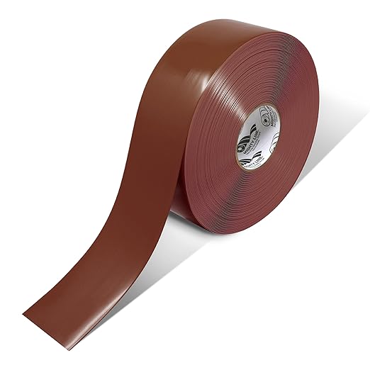 Mighty Line Solid Floor Marking Tape for Safety, Caution, Warning, Heavy-Duty, Peel and Stick Adhesive, Beveled Edge Design, Industrial Quality, 3 inch, 100' Roll, Brown