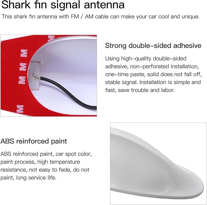 Replacement Shark Fin Roof Car Antenna Radio FM/AM Antena Cover Universal Screw for SE Hatchback 4-Door SXT Sedan 4-Door Citadel Sport Utility 4-Door SLE Crew Cab Pickup 4-Door White