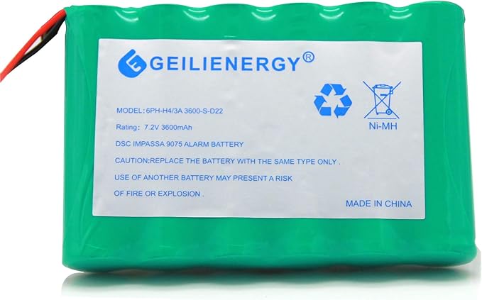 GEILIENERGY 6PH-H-4/3A3600-S-D22 7.2v 3600mAh Ni-MH Battery Compatible with DSC IMPASSA 9057 Battery Wireless Security System