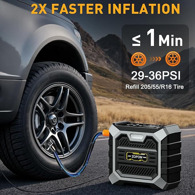 Tire Inflator Portable Air Compressor DC 12V Air Compressor Portable with Digital Pressure Gauge Air Pump for Car Tires - Car Accessories Bike, Motor (Black)