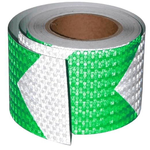 Reflective Tape Green and White 4 Inch x 68 Feet, Outdoor Waterproof High Visibility Stickers, High Intensity Safety Strips