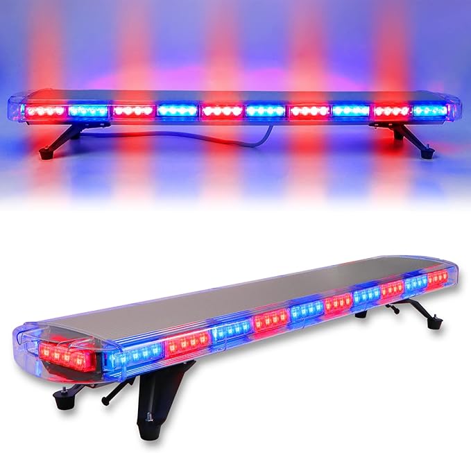 47" 88LED Extreme Bright Intensity Construction Emergency Warning Strobe Light Bar Rooftop Low Profile Law Enforcement Hazard Flashing for Tow Truck Vehicle Red/Blue/Red