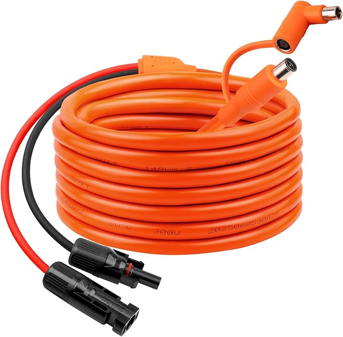 25FT Solar Panel Connectors to DC 8mm Adapter Cable, 12AWG+14AWG Solar Cable Cord with DC8020/7909,Compatible with Jackery, Anker,GZ Yeti,BLUETT Portable Power Statio,Solar Generator