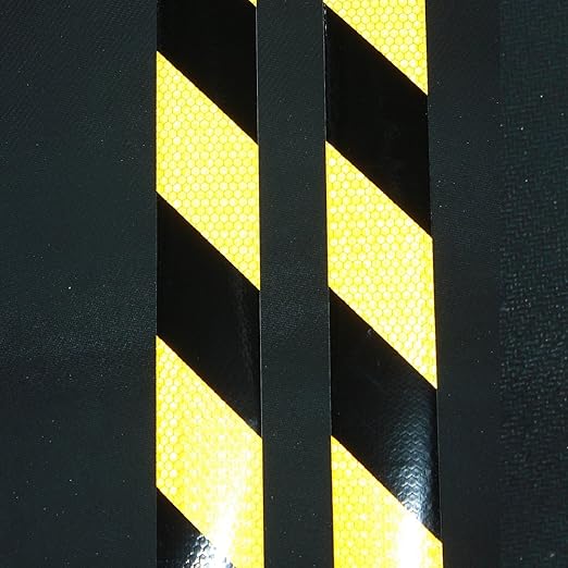 Reflective Tape Yellow Black 2 Inch x 68 Feet, Outdoor Waterproof Warning Reflector, Night Safety Stickers for Car