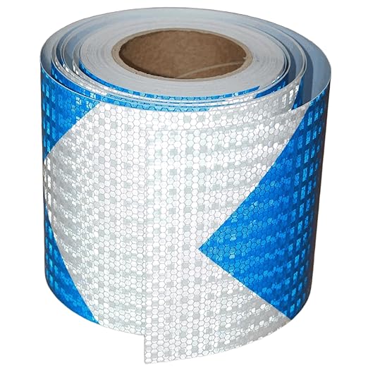 Reflective Tape Blue White 8 Inch x 68 Feet, Safety Caution Reflector Strips, Hazard Conspicuity Warning Stickers
