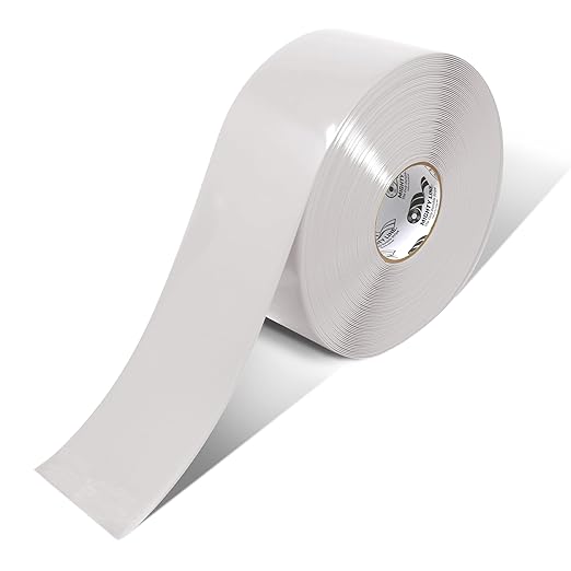 Mighty Line Solid Floor Marking Tape for Safety, Caution, Warning, Heavy-Duty, Peel and Stick Adhesive, Beveled Edge Design, Industrial Quality, 4 inch, 100' Roll, White