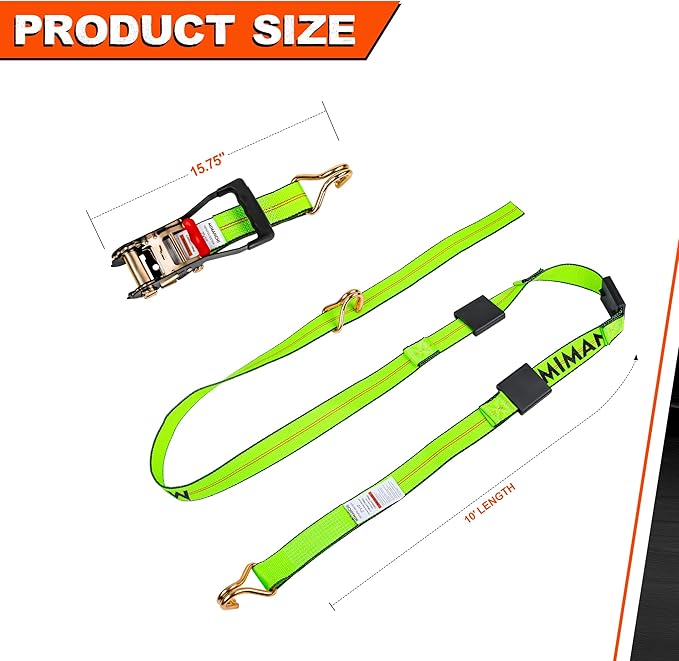 2" x 10' Tire Tie Down Straps Over The Wheel Ratchet,8PCS,Heavy Duty Vehicle Tie Down Kit,Auto Hauler Straps for Trailer w/ 3 Wire J Hooks and Rubber Blocks,Wheel Strap for Hauling Cars