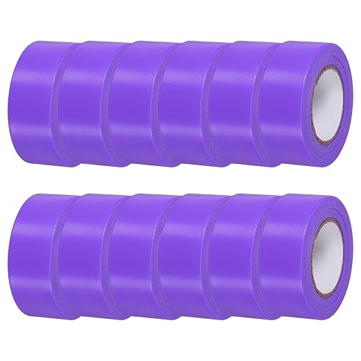 MECCANIXITY Flagging Tape,12 Pcs Non-Adhesive Plastic Neon Survey Marking Tape 1 Inch x 98 Feet for Tree Hunting Boundaries Hazardous Areas Marking Ribbon Purple