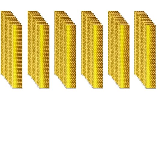 Yellow Reflective Stickers 1 inch X 6 inch, Outdoor Waterproof High Visibility Warning Safety Adhesive Reflector Tape (60 Pcs)