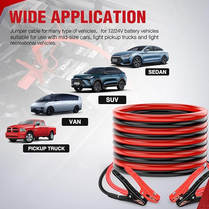 Nilight Jumper Cables for Car Battery 6 Gauge 20 FT Booster Cable Heavy Duty 450 A CCA with Carrying Bag Jump Start Emergency Kit Pickup Vans SUV Sedan Motorcycle