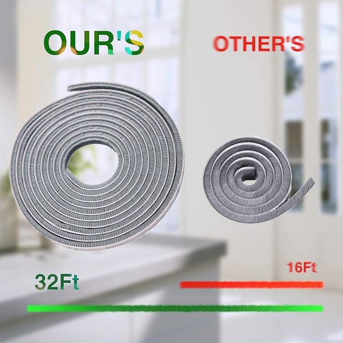 32.8 Ft Self Adhesive Seal Strip Weather Stripping Weatherstrip for Windows and Doors House Soundproofing,Windproof,Dustproof,Stronger Stickiness,0.35 Wide X 0.6 inch Thick.