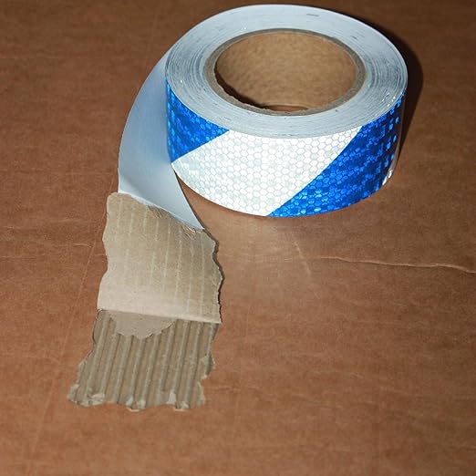 Reflective Tape Blue White 2 Inch x 68 Feet, Outdoor Waterproof Warning Reflector, Night Safety Stickers for Vehicles