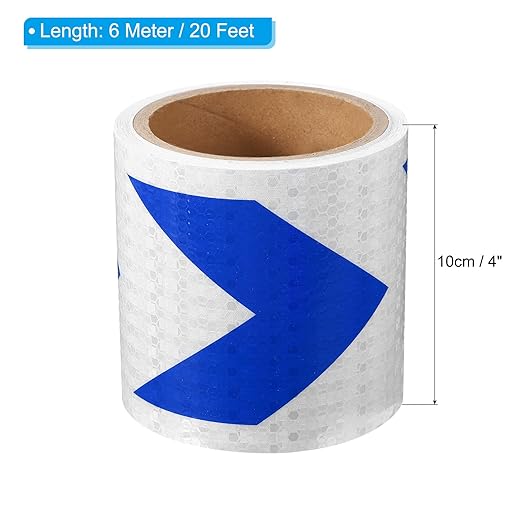 PATIKIL Reflective Tape, 4 Inch x 20 ft Waterproof Self Adhesive High Visibility Safety Warning Arrow Tape Outdoor Reflectors for Trucks Trailers Cars, White Blue