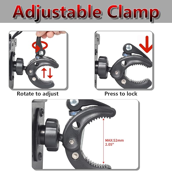 Universal Radio Clamp Mount Base, Fit Handlebar Rail 0.6'' to 1.77'' in Diameter for Baofeng UV5R Motorola Midland Kenwood Yaesu Midland CB Handheld Radio