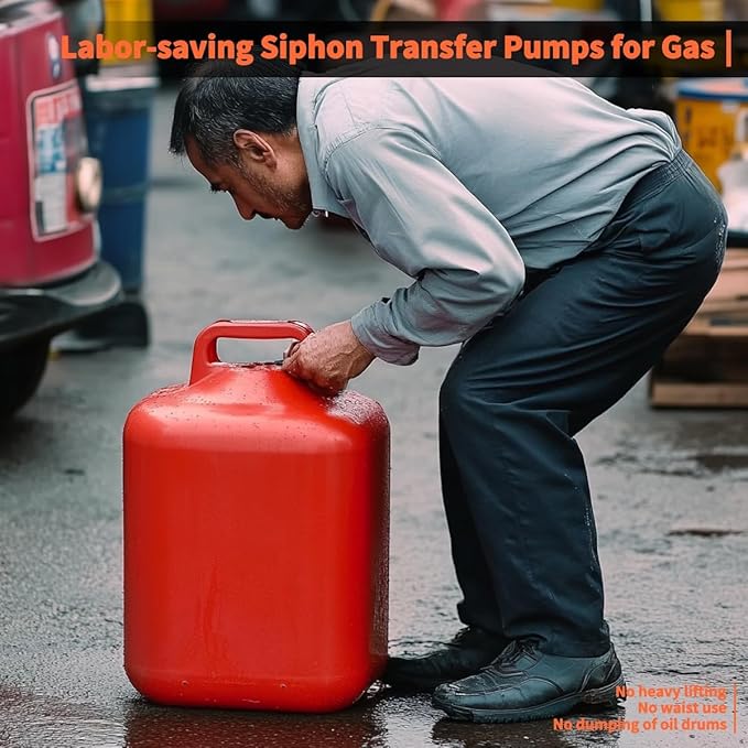 Portable Fuel Pump for Gasoline, Fuel Transfer Pump Powered By USB Charging or AA Battery, 2.8 GPM Gas Can Pump, Telescoping Gas Can Pump Battery Operated, 51" Transfer Hose, Leak-proof, Siphon Pump