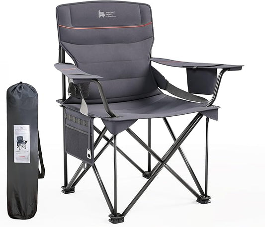 OUTSIDER Folding Camping Chair 400LBS Capacity, Portable Outdoor Lawn Chairs with Ergonomic Lumbar Support, Cooler Bag, Cup Holder, Pockets, Headrest for Beach, Lawn, Hiking (Style-1, 1pc)