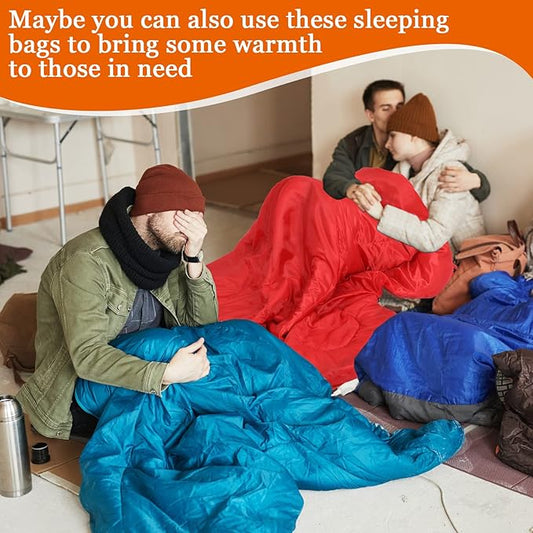 Macarrie 48 Pcs Winter Sleeping Bags Bulk for Adults Homeless 4 Season Warm Cold Weather Sleeping Bags with Compression Sack Lightweight Portable Waterproof for Donation Hiking Outdoor