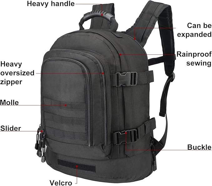 HYKING Large Tactical Expandable Backpack 39L-64L Military Bug Out Bag With Waist Strap