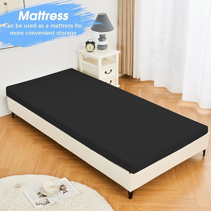 CYMULA Memory Foam Camping Mattress Pad,3inch Sleeping Pad for Camping,Non-Slip Bottom Floor Cot Car Mattress Bed with Retaining Portable Roll up Mattress Pad Mat for Travel Truck Guest Bed Tent