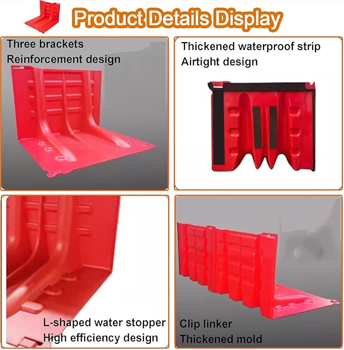 Flood Protection Barrier, 2/3/4/5/6/7/8/9/10/20/30-Pcs Wall Plastic Flood Prevention Board Water Absorbent Dams Diverter Door Dam Flood Barrier Water Barrier(10-Pcs)