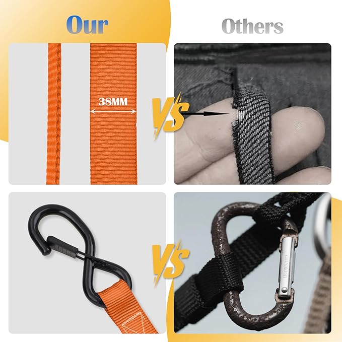 Ratchet Straps, 1.5 inch x 8.2 ft(4 Pack) Heavy Duty Tie Down Straps, Ratchet Tie Down Straps with Soft Loops-5,208 lbs (Orange)