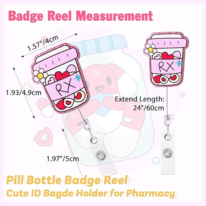 Cute Pill Box Badge Reel with Alligator Clip Funny ID Badge Holders Cute RN LPN CNA MA PCT Badge Buddy Nursing Medical Students Pharmacists Nurse Accessories for Work