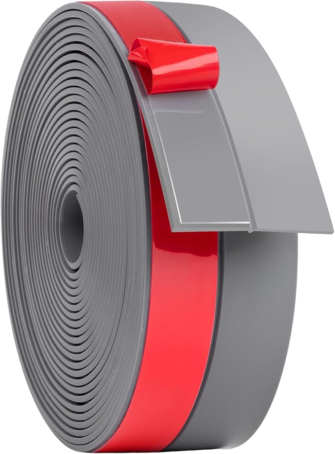 ToLanbbt Weather Stripping Silicone Door Seal Strip 2 in x 20 ft Door Draft Stopper Self Adhesive Door Draft Tape, Side & Bottom Gaps Insulation Strip for Glass Shower Door Sliding Door Window, Gray