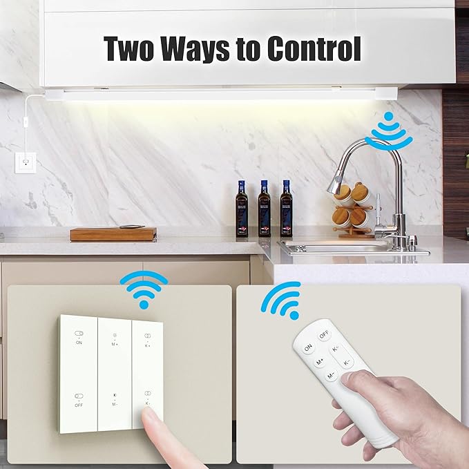 Under Cabinet Lights with Plug. 2700K-6500K Dimming and Color. with Wireless Control Panel and Remote Control.25W 2500LM for Garage, Kitchen, Bathroom, Closet, Office (36 inch-2PCS)