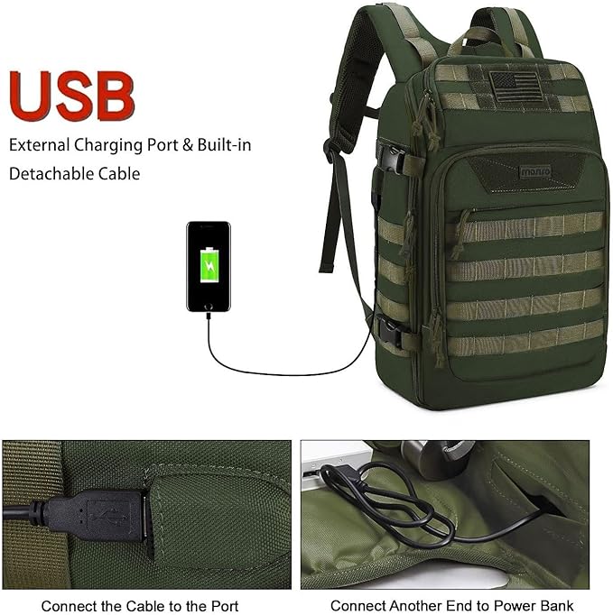 MOSISO 30L Military Tactical Backpack for Men, Army Backpack Military Daypack 3 Day Assault Pack Hiking Rucksack Bug Out Bag, Army Green