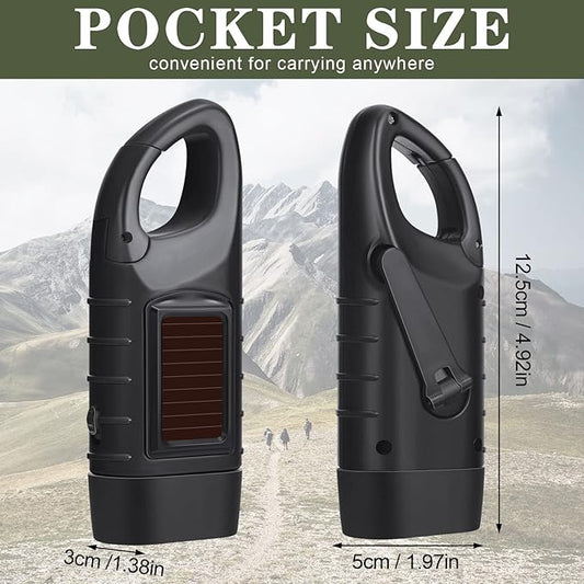 Leelosp 9 Pieces Hand Crank Flashlight Solar Powered Flashlight for Emergencies Dynamo Rechargeable LED Survival Light for Outdoor Sports Hiking Camping (Black,Green,Yellow)