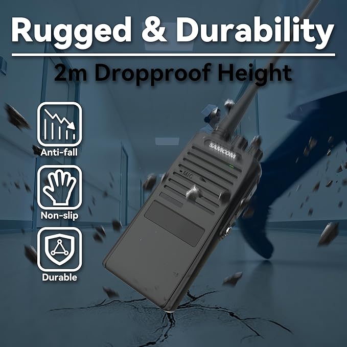 SAMCOM FPCN20A Walkie Talkies with Earpiece, Upgrade Portable UHF Two-Way Radios, VOX, Voice Playing, Rugged 2 Way Radios, 3000mAh Rechargeable for Aduls School Church Construction Industrial, 2 Pcs