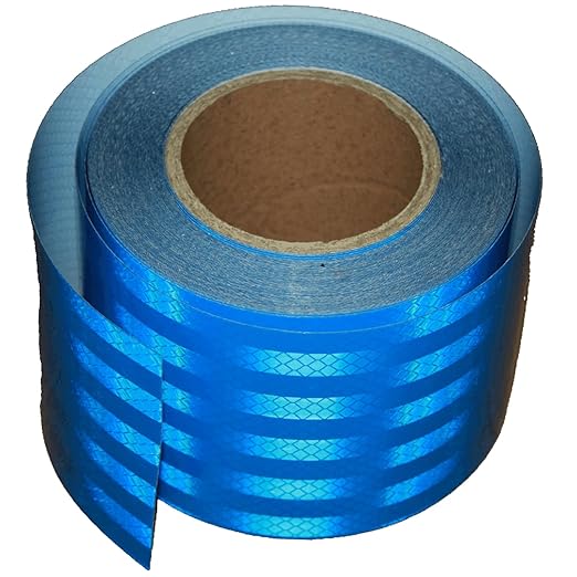 Non Fading Reflective Tape Blue 4 inch Wide, Outdoor Waterproof High Visibility Safety Warning Reflector Sticker Strips (68 feet)