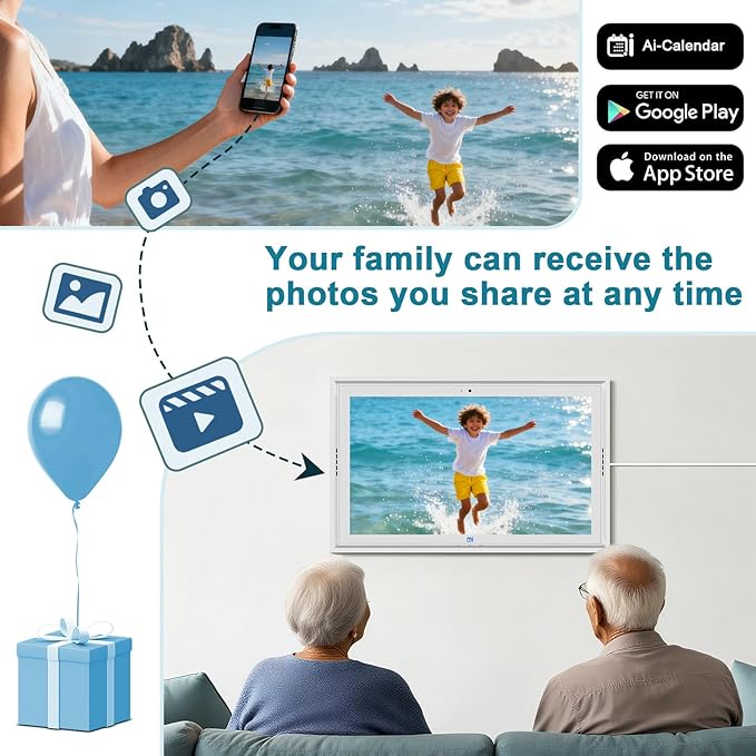 15.6 "Digital Calendar & Chore Chart, For Family Scheduling, Meal Planning, Task Rewards, Video Call，Online Sync With Mobile App, 32G Memory Smart Digital Photo Frame, Desktop Stand And Wall-Mounted