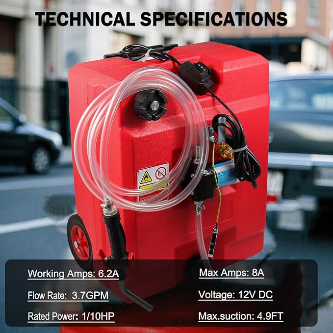 13 Gallon Portable Fuel Caddy Storage with 12V DC Electric Fuel Transfer Pump, Portable Fuel Tank for Gasoline, Diesel, Kerosene & More