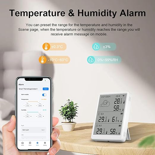 WiFi Hygrometer Thermometer: Digital Indoor Temperature Humidity Monitor with Sensors Kit, Smart Temperature Sensor with App Alerts, Data Storage & Export,Compatible with Alexa (1Base Station+3Sensor)