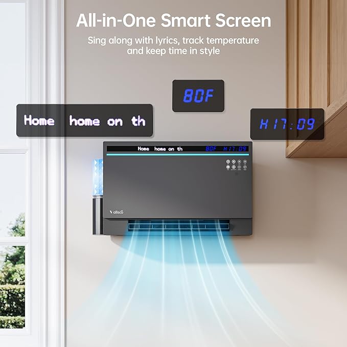Smart Electric Space Heater with Bluetooth Speaker & RGB Light, App/Remote/Touch Control, Freestanding/Wall Heater, 2 Heat & 2 Fan Modes for All-Season Indoor Use
