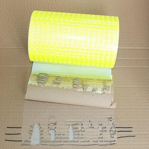Fluorescent Yellow Reflective Tape Outdoor Waterproof 8 inch Wide, High Visibility Warning Safety Industrial Marking Tape (68 feet)