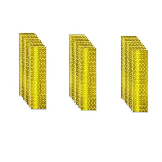 Yellow Reflective Stickers 1 inch X 4 inch, Outdoor Waterproof High Visibility Warning Safety Adhesive Reflector Tape (30 Pcs)