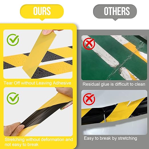 328 FT Black & Yellow Hazard Tape Warning Safety Stripe Tape for Floor Marking,Strong Adhesive Wear Resistance Warterproof Caution Tape Roll Ideal for Walls, Floors, Pipes and Equipment