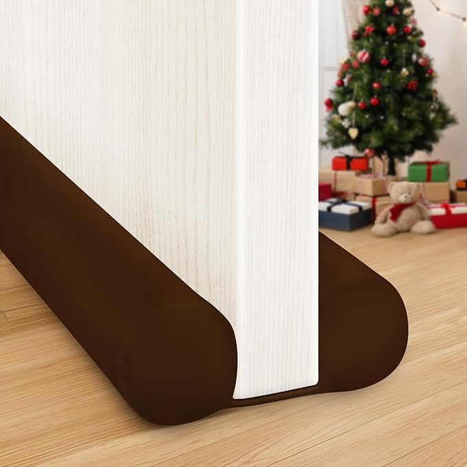 MAXTID Brown Large Door Draft Stopper 30 Inch for Small Size Bedroom Door, Fits 0.5 to 1.7" Gaps Under Door Draft Noise Blocker Large Gap Stoppers(24" 25" 26" 27" 28" 29" 30" Doors)