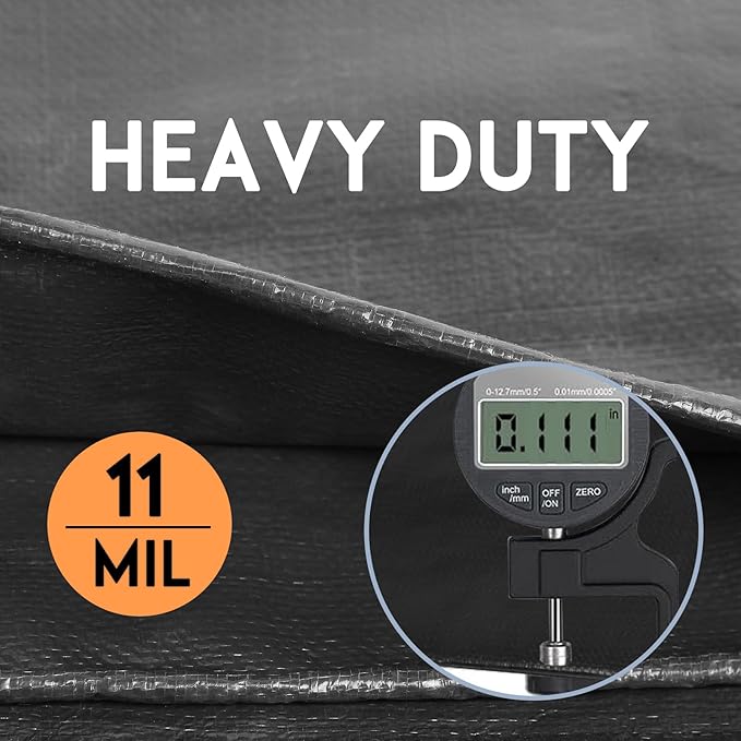 Tarp Heay Duty Waterproof 12x16ft,Black Tarp Cover Plastic Poly Tarpaulin for Outdoor Cover,Emergency Rain,Roof, Pool, Boat,Camping - Multipurpose with 12Mil Thickness
