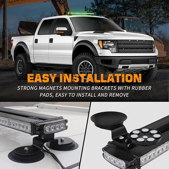 XRIDONSEN 37 Inch 104 LED Roof Top Amber Green Emergency Lights Magnetic Traffic Advisor Strobe Light Bar Warning Flashing Safety Double Side Light for Construction Vehicles Plow Trucks Pickup Wrecker