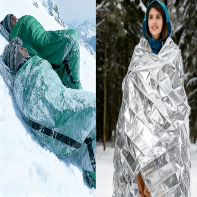 6 Pack 82.7" x 49.2" Emergency Sleeping Bag Emergency Thermal Blanket Survival Bivvy Sack Blanket with Whistle Waterproof Lightweight Portable Shelter for Outdoor Camping Hiking
