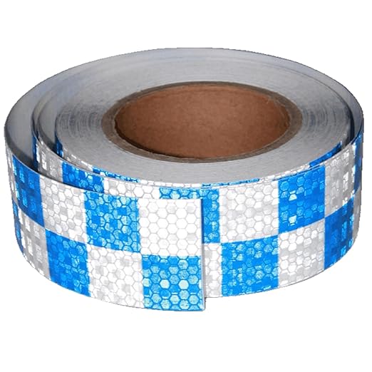 Reflective Tape Blue White 2 Inch x 68 Feet, Outdoor Waterproof Warning Reflector, Night Safety Stickers for Vehicles