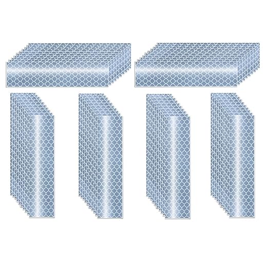 White Reflective Stickers 1 inch X 4 inch, Outdoor Waterproof High Visibility Warning Safety Adhesive Reflector Tape (60 Pcs)