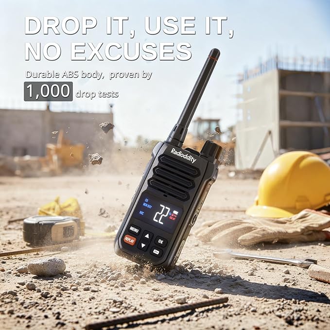 Radioddity X1 Walkie Talkies Long Range, IP67 Waterproof Heavy Duty FRS Two Way Radios with Noise Reduction, Recording, NOAA Scan & Alert, VOX, SOS, 2500mAh USB-C for Outdoor Job Site, 4 Pack